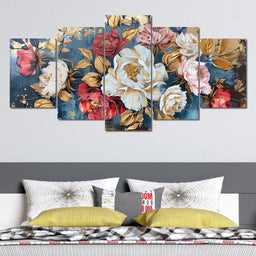 Golden Royal Flowers 01 - Wildrose Creations - NicheCanvas