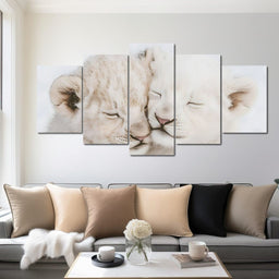 Cub Companions Embrace Tenderly - NicheCanvas