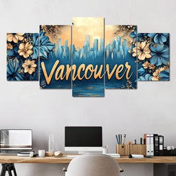 Golden Blooms Vancouver Cityscape - NicheCanvas