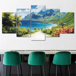 Ocean Path to Tranquil Peaks - NicheCanvas