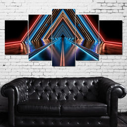 Neon Velocity Through The Infinite Corridor - NicheCanvas