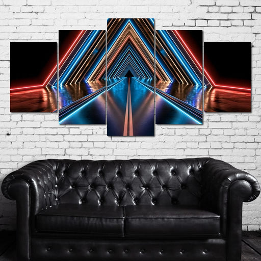 Neon Velocity Through The Infinite Corridor Canvas Print