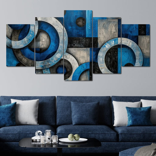 Geometric Blue Spheres Dance Canvas Print