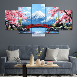 Cherry Blossom Bridge Tranquil Majesty - NicheCanvas