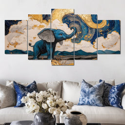 Elephant in Golden Clouds Majesty - NicheCanvas