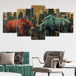 Stock Market Bear & Bull Clash - NicheCanvas