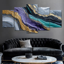 Gilded Riverstone Flow - NicheCanvas