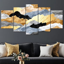 Golden Peaks Layered Mountains - NicheCanvas
