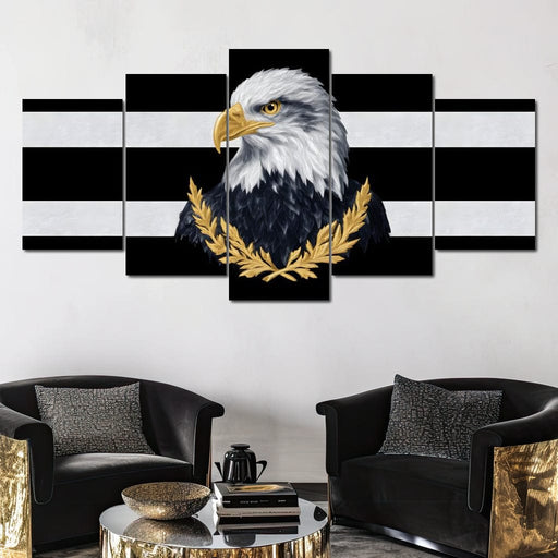 Bold Bald Eagle Stripes Gold Laurel Canvas Print