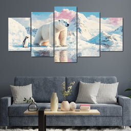 Polar Bears Companions Reflected - NicheCanvas