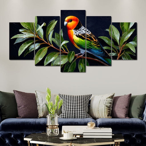 Vibrant Parrot in Leafy Haven Canvas Print