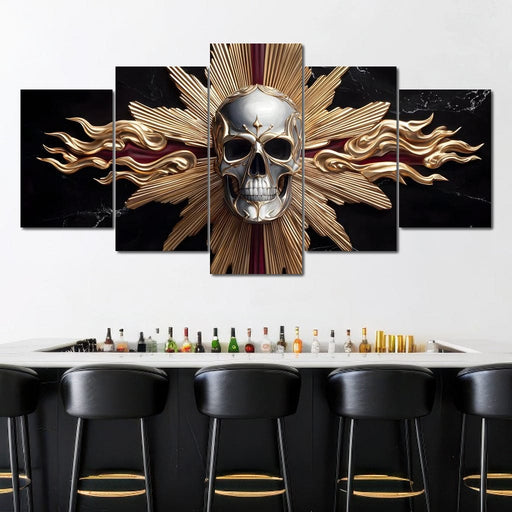 Radiant Skull of Golden Flame Canvas Print