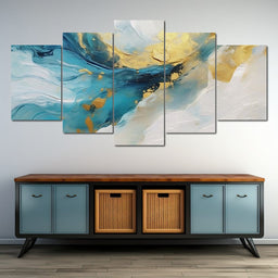 Oceanic Gold Swell Abstraction - NicheCanvas