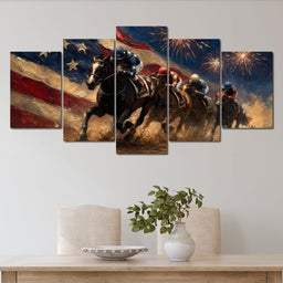Thundering Hooves Under Patriotic Skies - NicheCanvas
