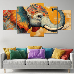 Elephant Splendor Floral Harmony - NicheCanvas