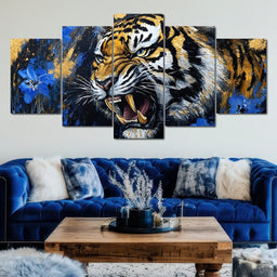Fierce Tiger in Wild Blooms - Alicia Smith - NicheCanvas