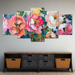 Golden Royal Flowers 02 - Wildrose Creations - NicheCanvas