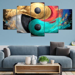 Celestial Duality Gold Turquoise - NicheCanvas