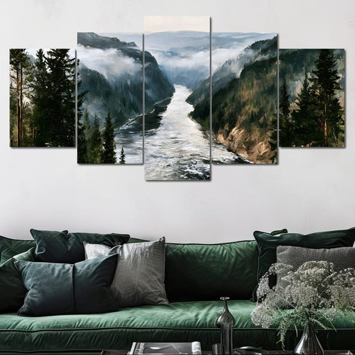 Where The Mountain River Bends Canvas Print
