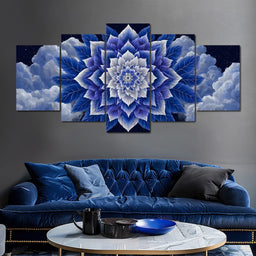 Starlit Sapphire Petal Mandala - NicheCanvas