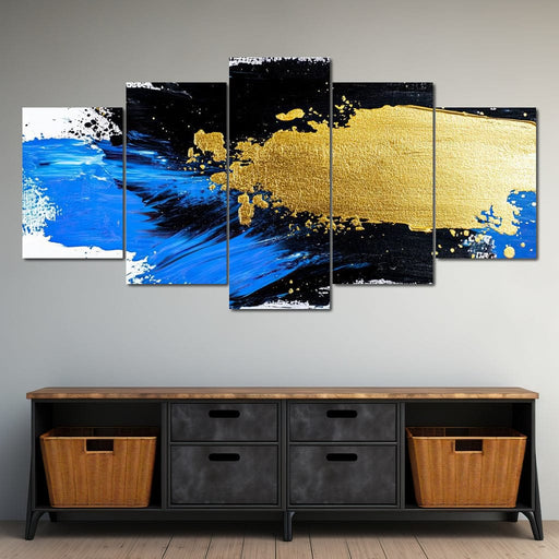 Golden Horizon Brushstroke Fusion Canvas Print