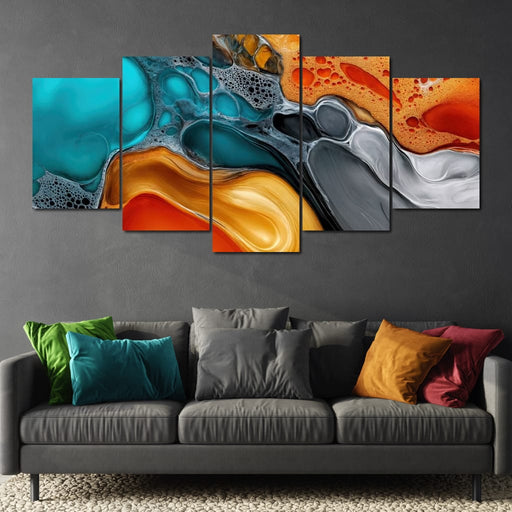 Teal And Ember Pour - TooplesArt Canvas Print