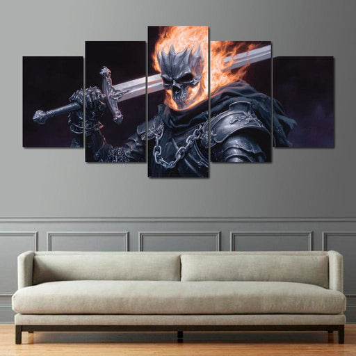 Flaming Skull Knight Sovereign Canvas Print