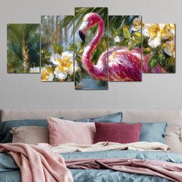 Tropical Flamingo Oasis Glow - Neal Hackett - NicheCanvas