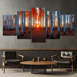 Sunrise Through the Birch Grove - TooplesArt - NicheCanvas