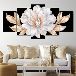 Diamond Heart Golden Peony Flair - NicheCanvas