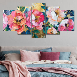 Golden Royal Flowers 02 - Wildrose Creations - NicheCanvas