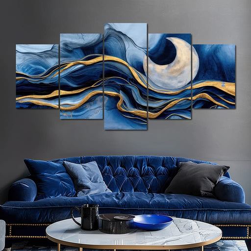 Gold Seam Crescent Tide - TooplesArt Canvas Print