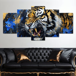 Fierce Tiger in Wild Blooms - Alicia Smith - NicheCanvas