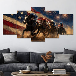 Thundering Hooves Under Patriotic Skies - NicheCanvas