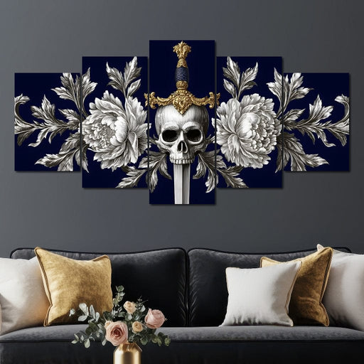 Baroque Skull and Peony Sword Canvas Print