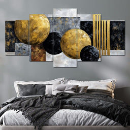 Golden Geometric Orbits - NicheCanvas