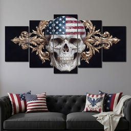 Patriotic Skull Baroque Fusion - NicheCanvas