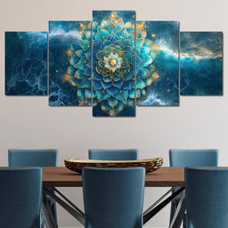 Lotus Reverie Over Ocean Waves - NicheCanvas