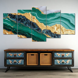 Emerald Geode Gold River - NicheCanvas