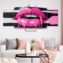 Luscious Pink Tantalizing Lips - NicheCanvas