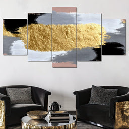 Modern Gold Brushstroke Abstract - NicheCanvas