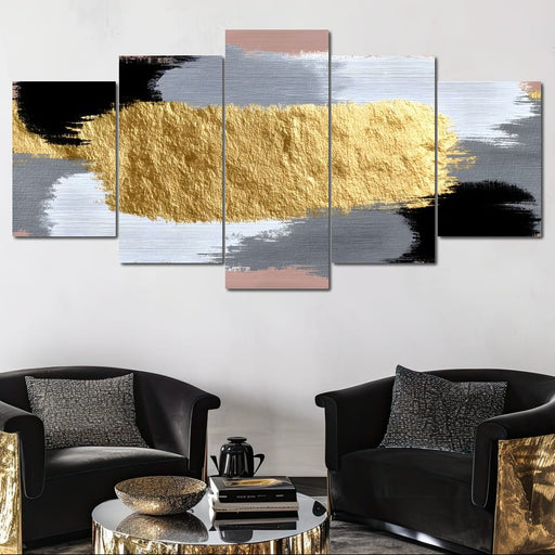 Modern Gold Brushstroke Abstract Canvas Print