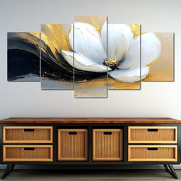 Golden Petals Onyx Dance - NicheCanvas