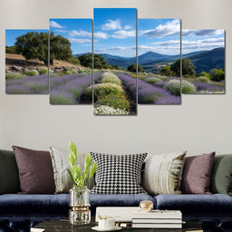 Lavender Fields Mountain Sky - NicheCanvas