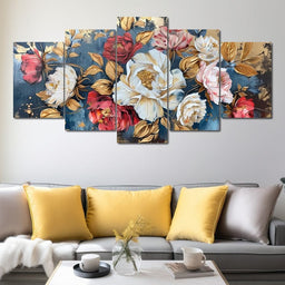 Golden Royal Flowers 01 - Wildrose Creations - NicheCanvas