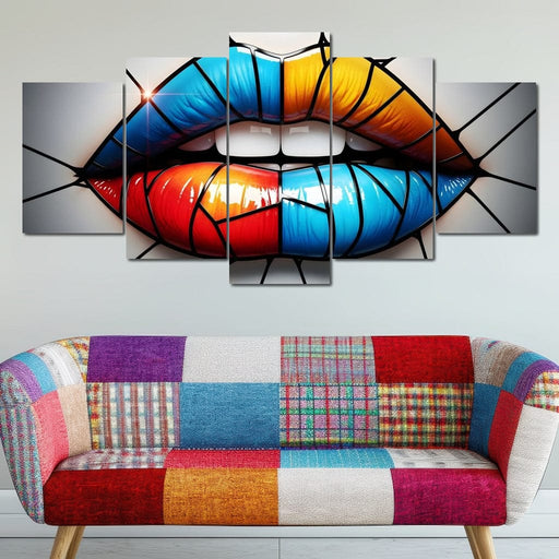 Chromatic Mosaic Lips Fantasy Canvas Print