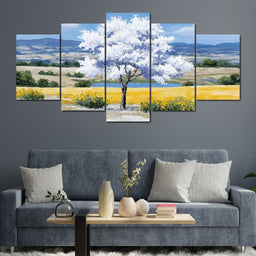 White Blossom Meadow Vista - NicheCanvas