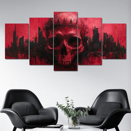 Crowned Skull Over Urban Ruins - NicheCanvas
