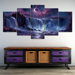 Eclipse Over Lavender Falls - NicheCanvas