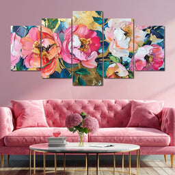 Golden Royal Flowers 02 - Wildrose Creations - NicheCanvas